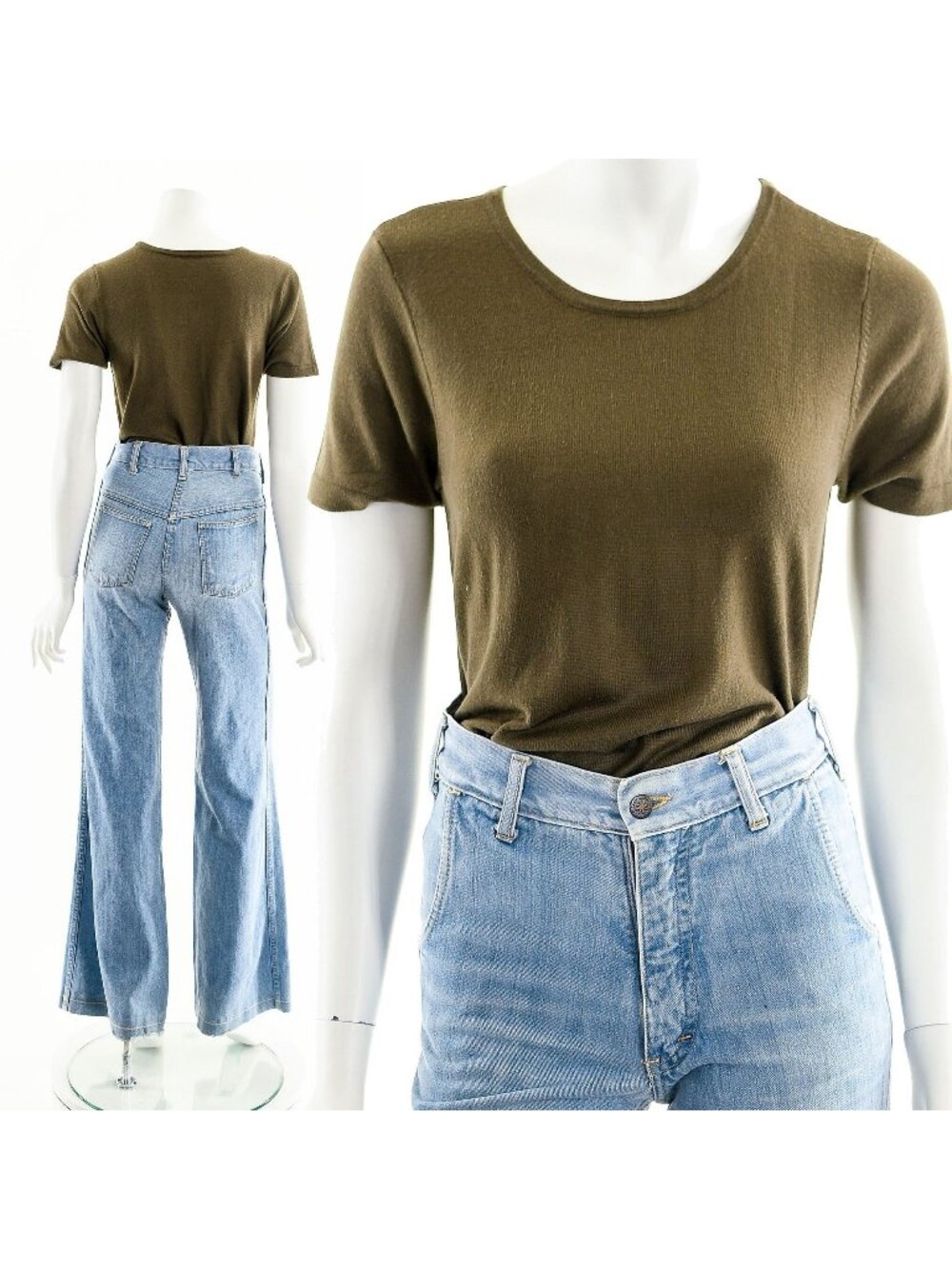Bronze Slinky Knit Baby Tee 90s